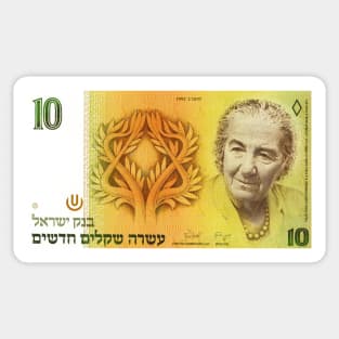 Israel 10 New Shekel Banknote - Golda Meir Sticker